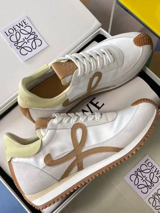 Loewe Women's Cream and Tan FLOWSneakers - Picture 5 of 7